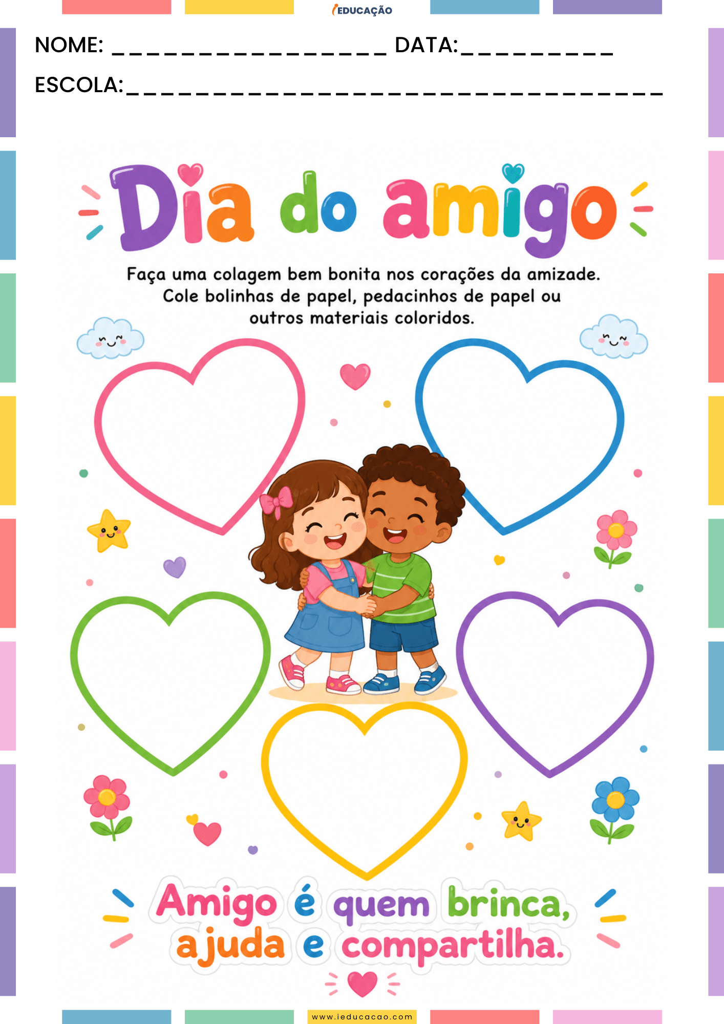 Atividades Sobre o Dia do Amigo na Educação Infantil Para Imprimir atividades sobre amizade para Educação Infantil - Dia do amigo