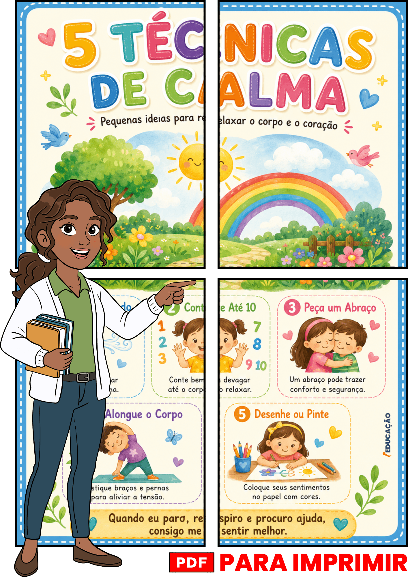 Mindfulness para Crianças: Pôsteres de Autorregulação Emocional para Imprimir painel para imprimir em PDF grátis, mindfulness para crianças, painel para educação infantil, cantinho da calma para crianças