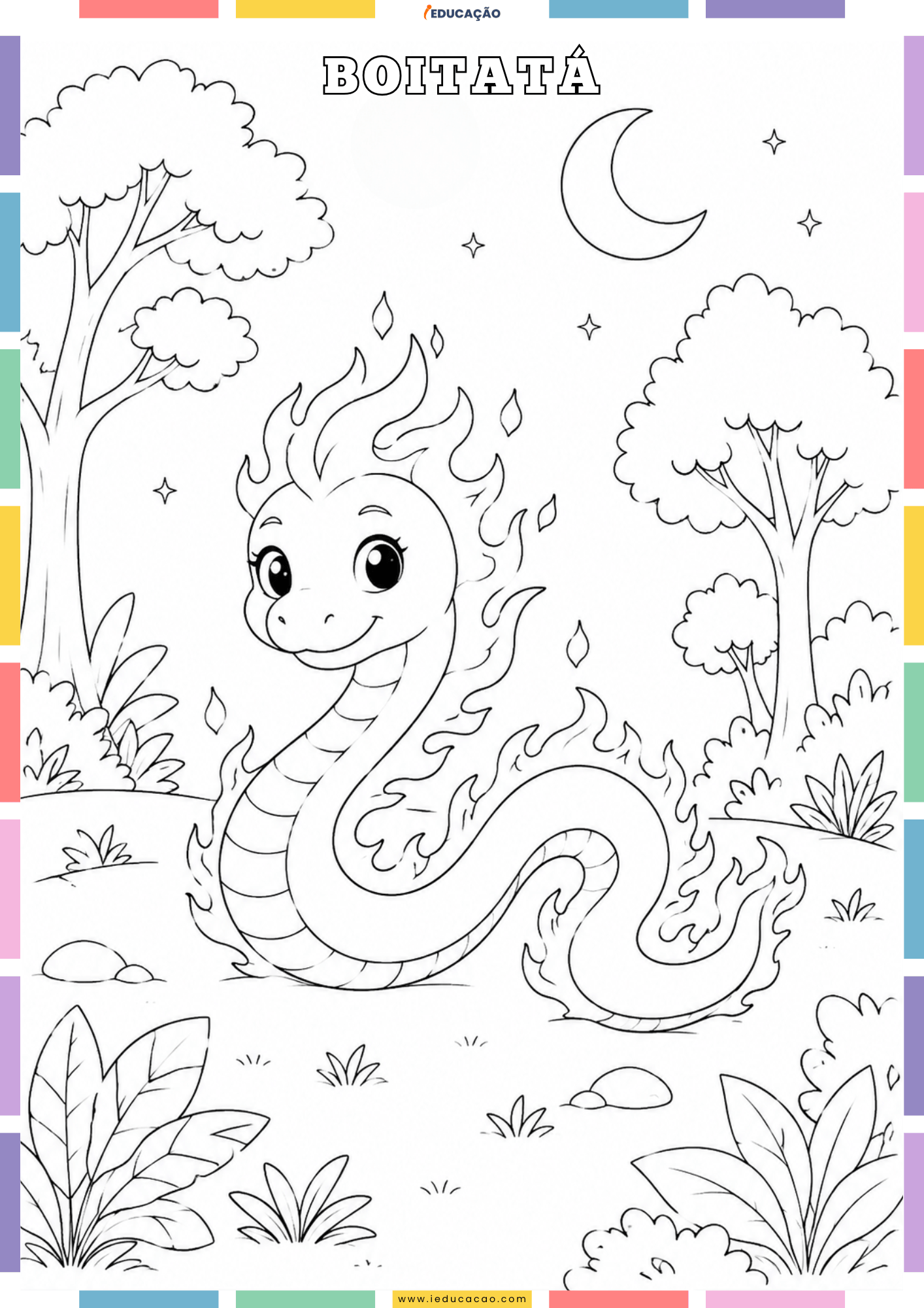 História do Boitatá: Lendas do Folclore Brasileiro para Imprimir Desenho do Boitatá para Colorir - Desenho para colorir sobre a lenda do Boitatá para imprimir - História do Boitatá_ Lendas do Folclore Brasileiro para Imprimir