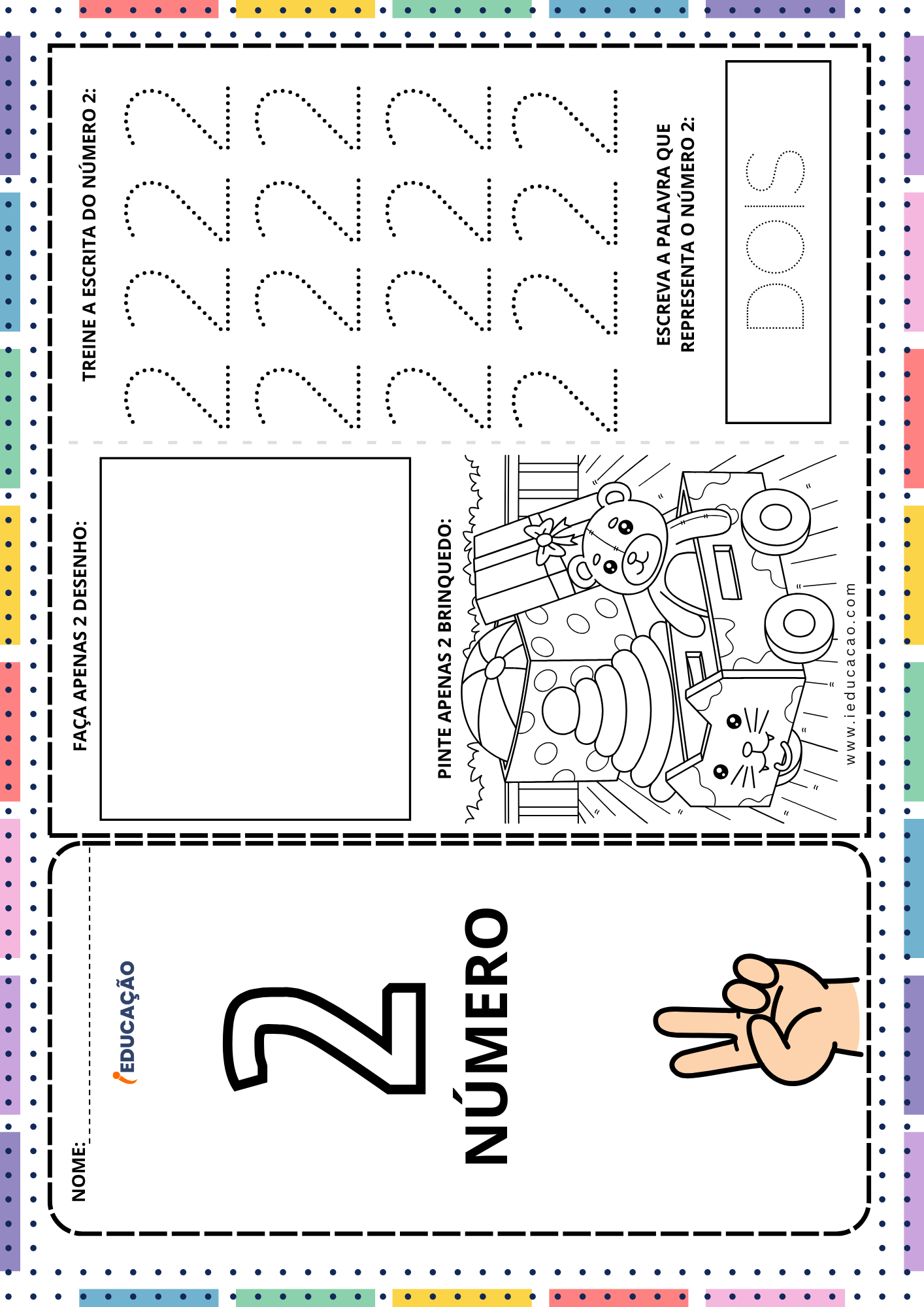 Fichas de Matemática com Atividades dos Números de 1 a 10 para educação infantil Fichas de Matemática com Atividades dos números de 1 a 10 para educação infantil - Numerais de 1 a 10 - Atividades do número 2 para imprimir