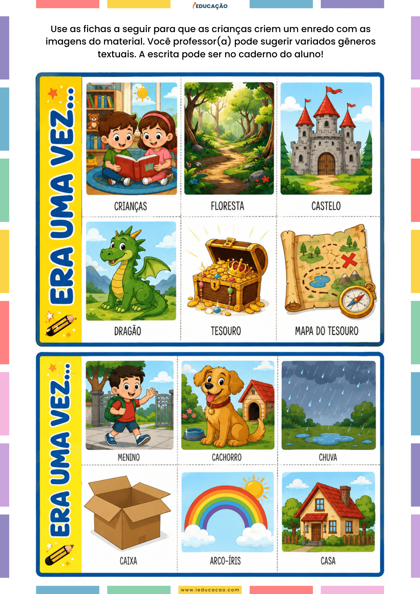 50 Fichas de Produção Textual com Atividades de Escrita Criativa para Imprimir Fichas de Produção Textual com Imagem para Produção de Texto para imprimir - infantil 1