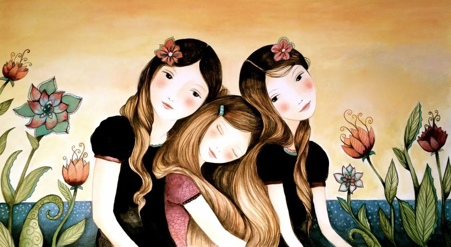 ilustração da história - Ainda existe esperança - 3 meninas juntas