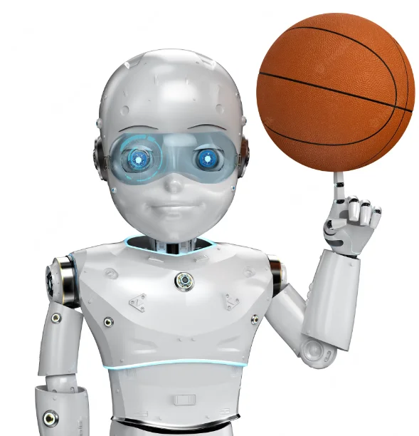 Robô segurando uma bola de basquete