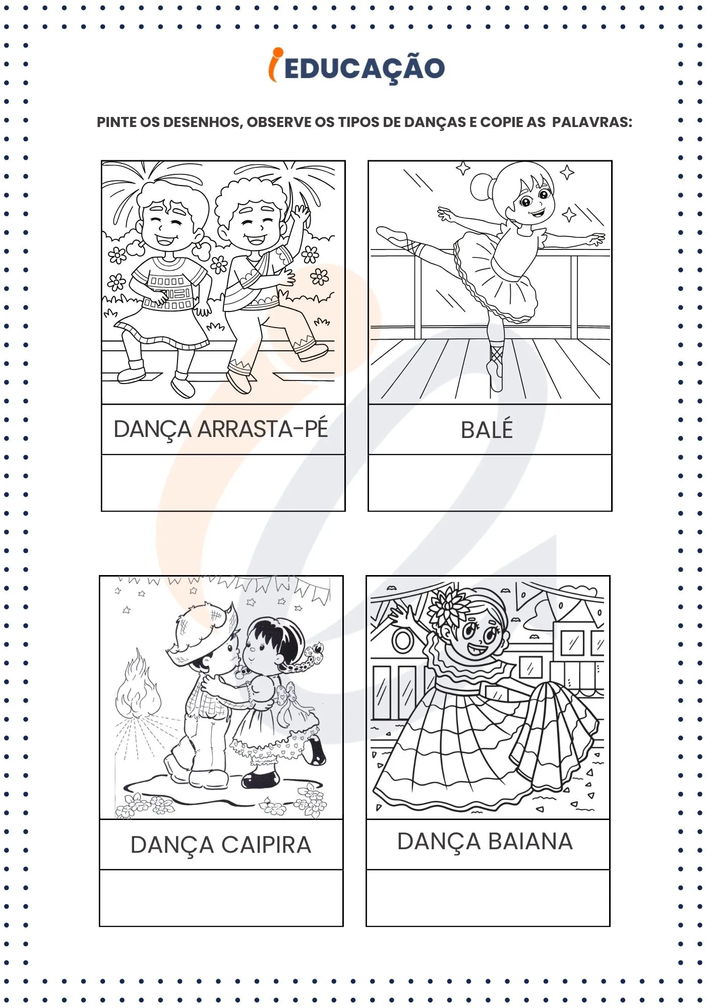Atividade de escrita com desenhos para colorir na pré-escola - Corpo, Gestos e Movimento - Anexo do planejamento iEducação.jpg