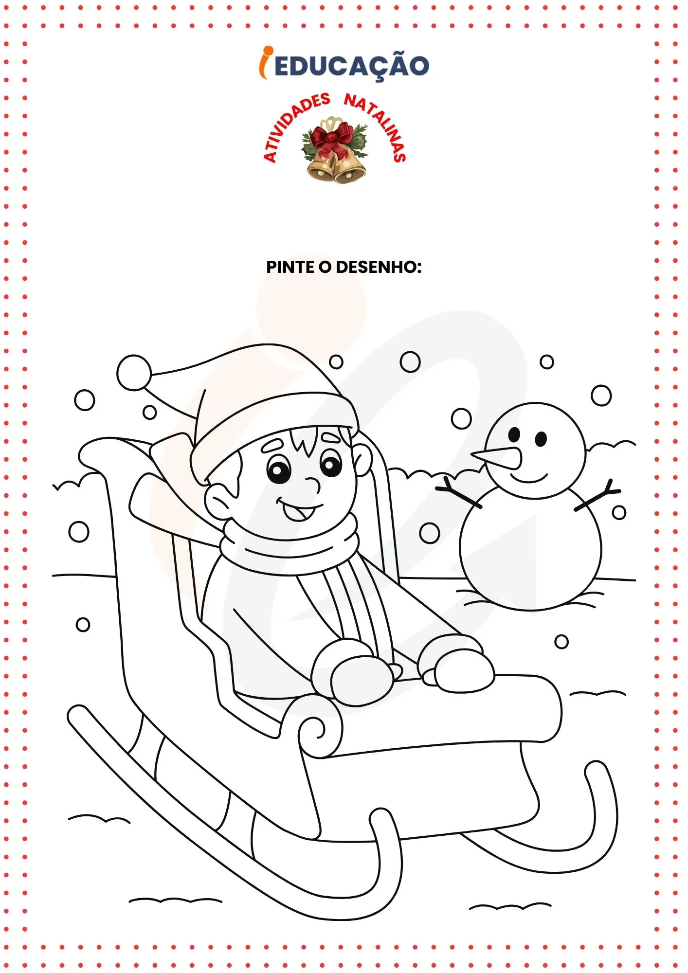 Desenhos de Natal para Colorir_ Desenho menino e boneco de neve