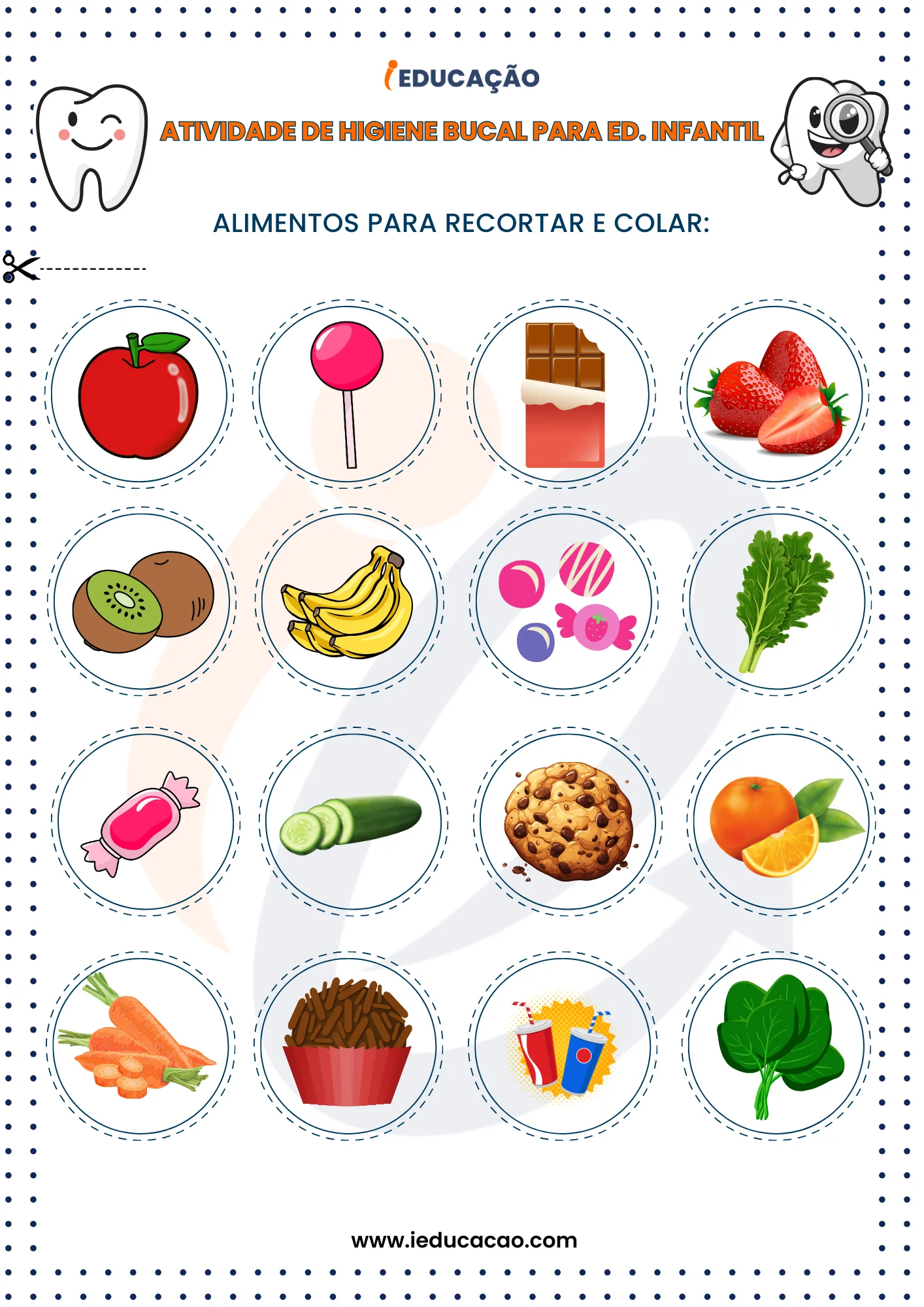 Atividades de Higiene Bucal para Educação Infantil anexo da atividade de colar e recortar