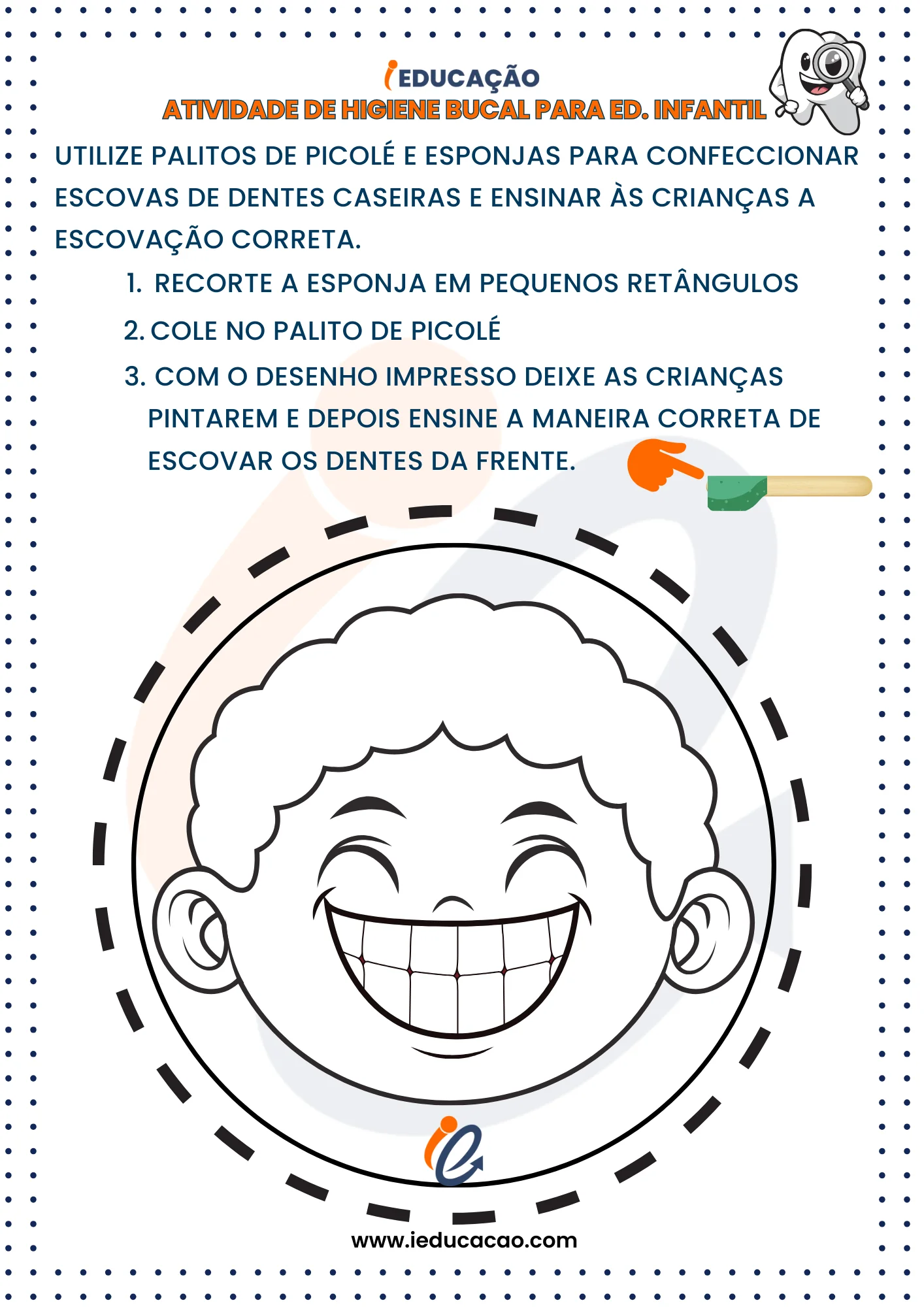 Atividades de Higiene Bucal para Educação Infantil pintar e confeccionar uma escova