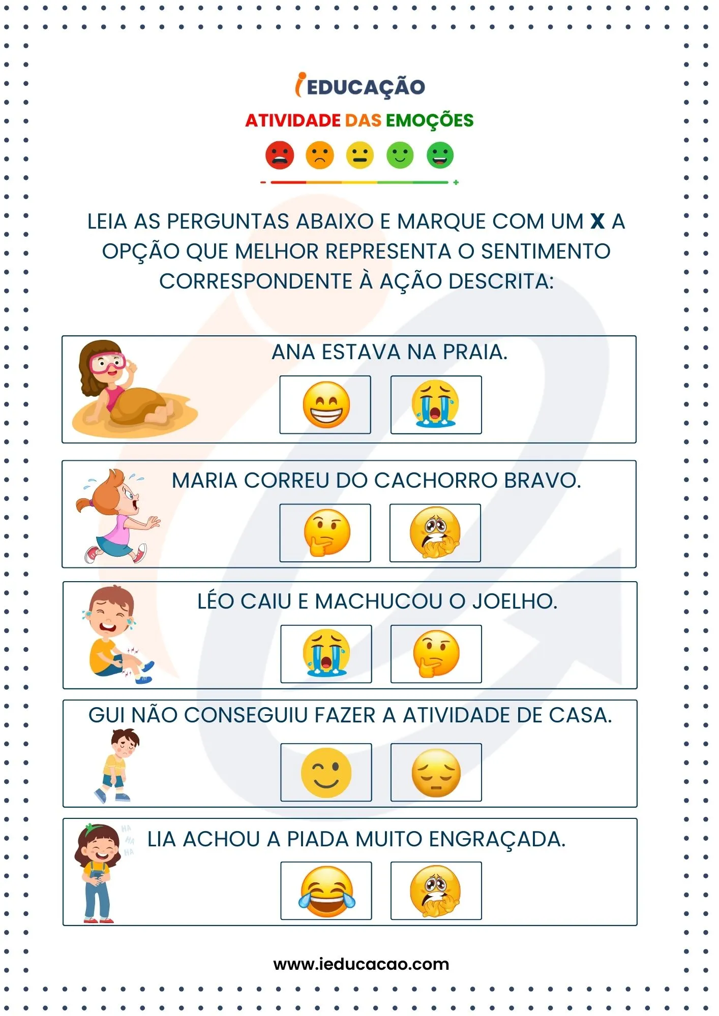 Atividade Sobre Emoções e expressões de Sentimentos