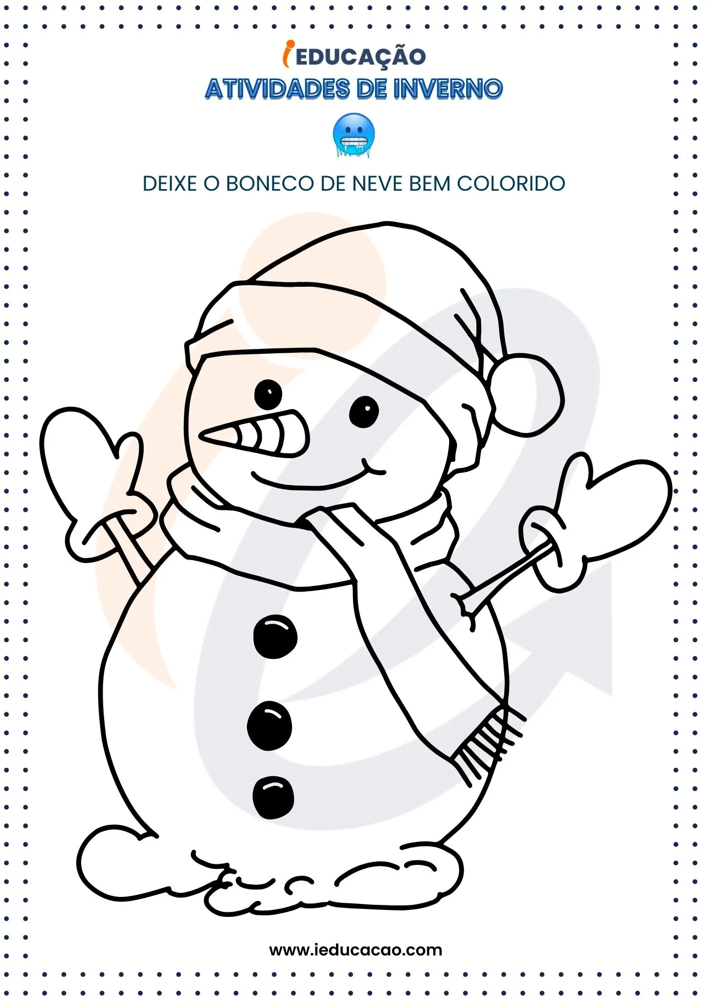 Atividades de Inverno para Educação Infantil_ Colorir Boneco de Neve