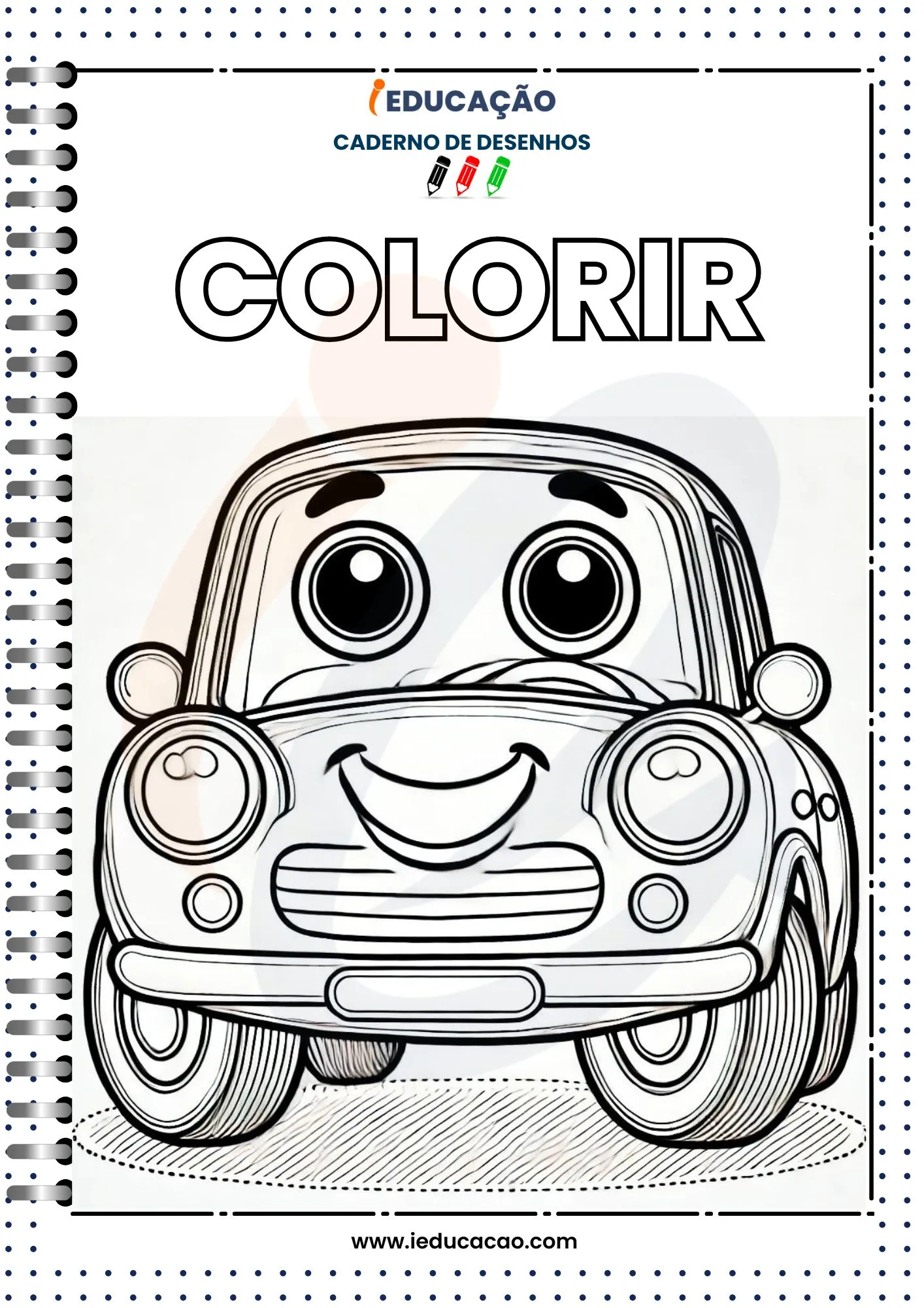 Caderno de Desenhos para Colorir Carro