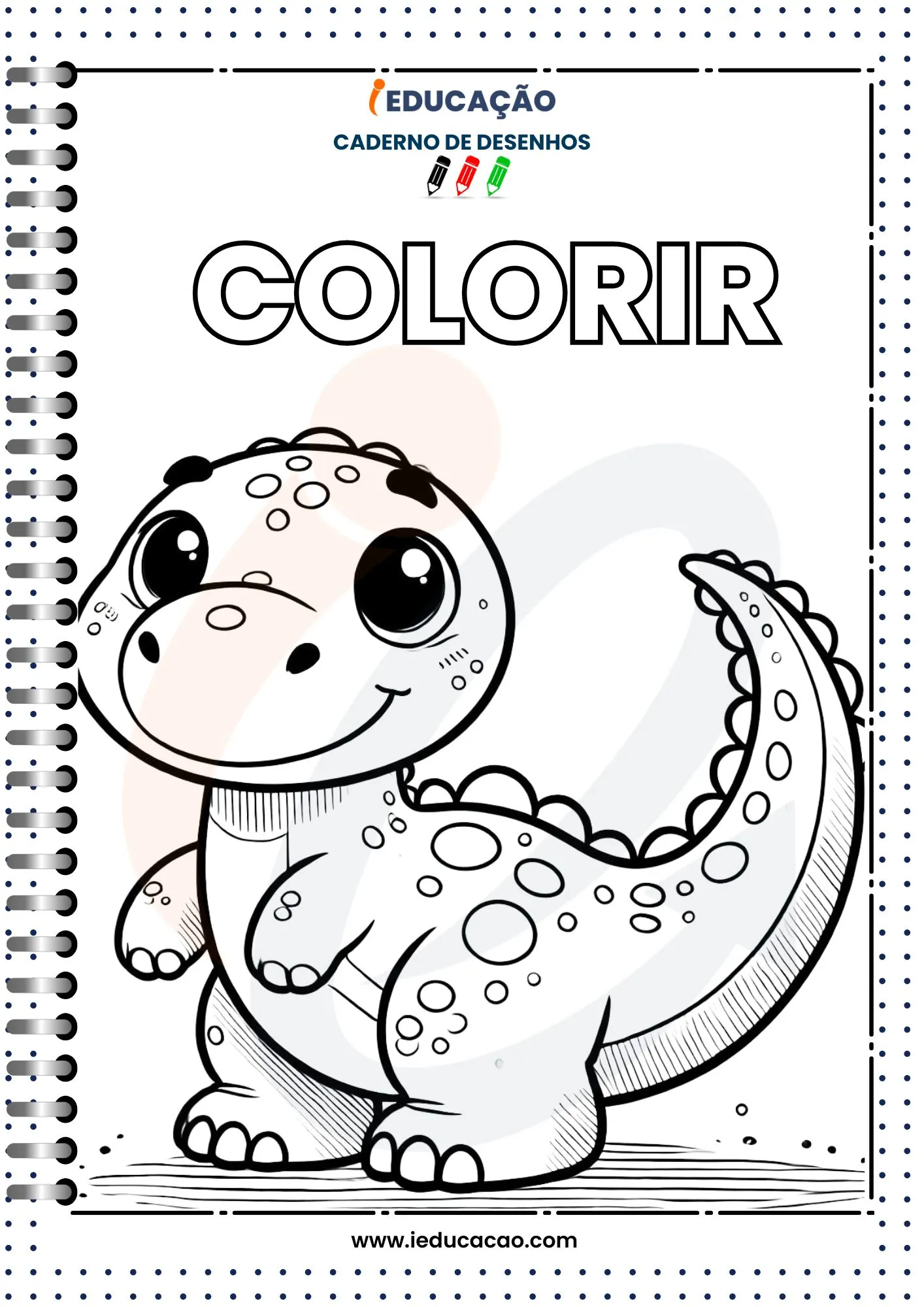 Caderno de Desenhos para Colorir Dinossauro