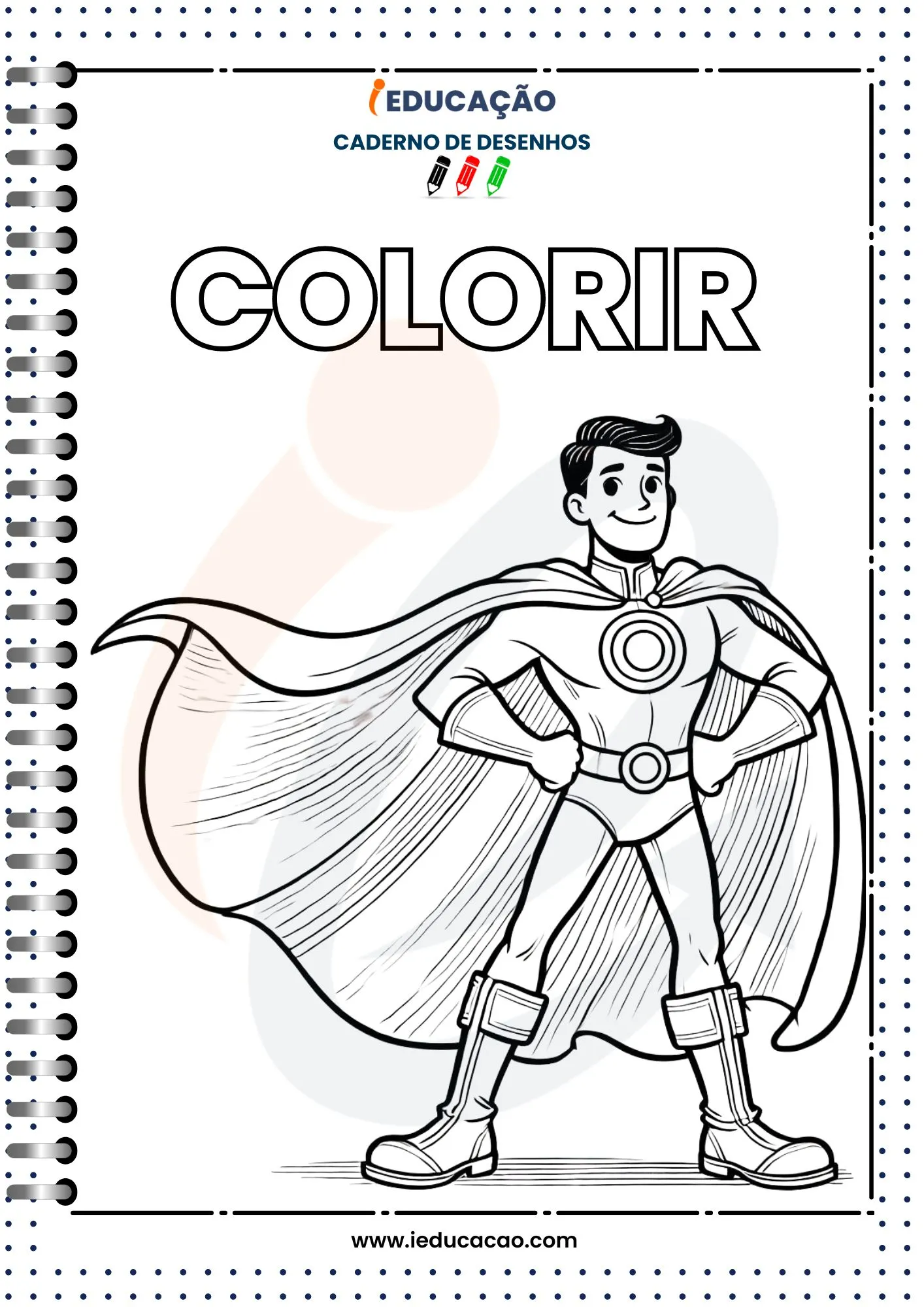Caderno de Desenhos para Colorir Heroi