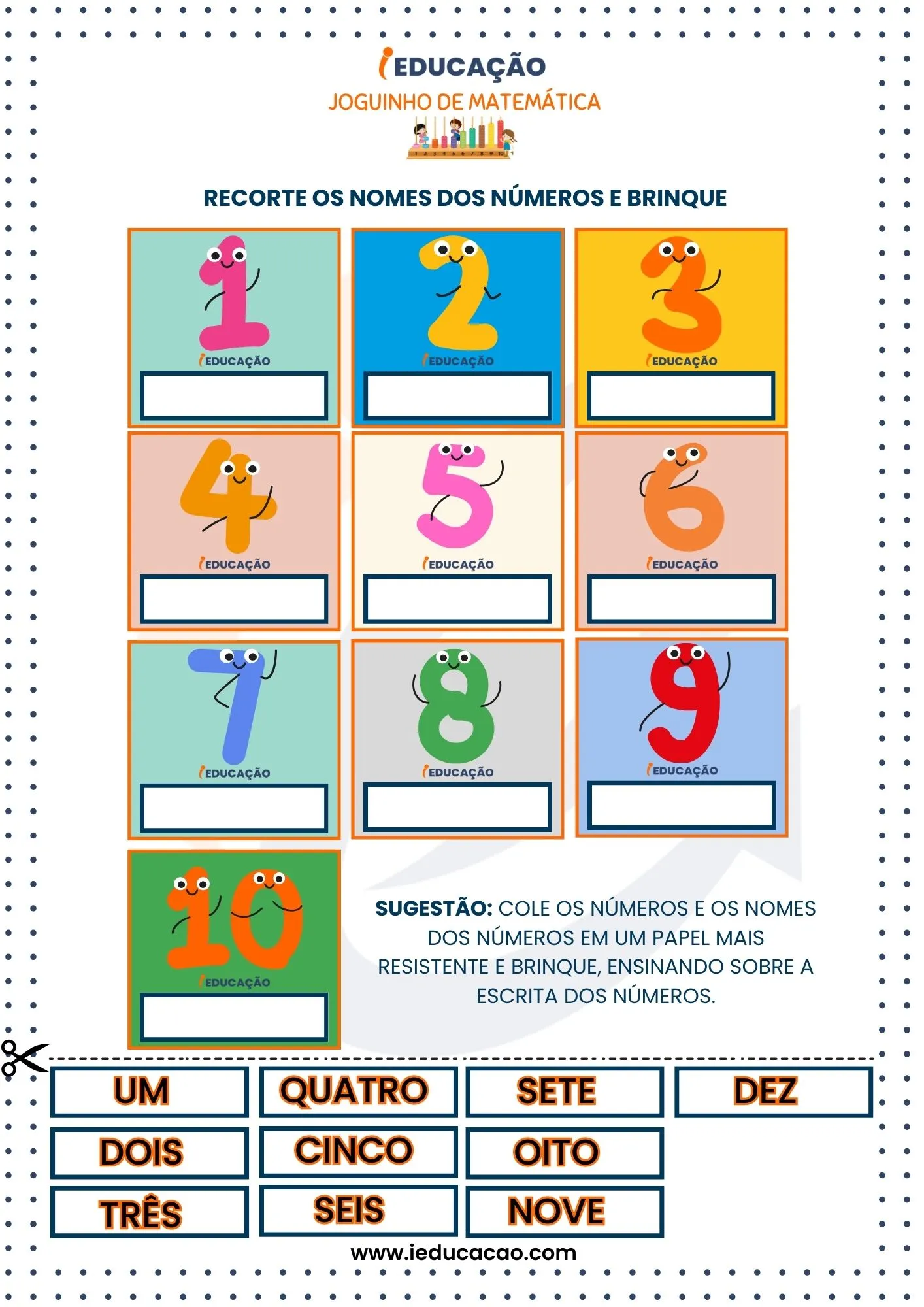 Joguinho de Matemática- Números Infantis Educação Infantil