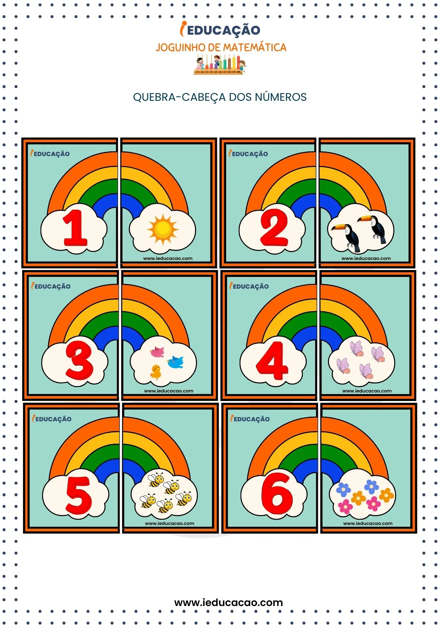 Joguinho de Matemática_ Quebra- cabeça dos Números- Quebra-cabeça Infantil- Atividade de Números e quantidade para Educação Infantil