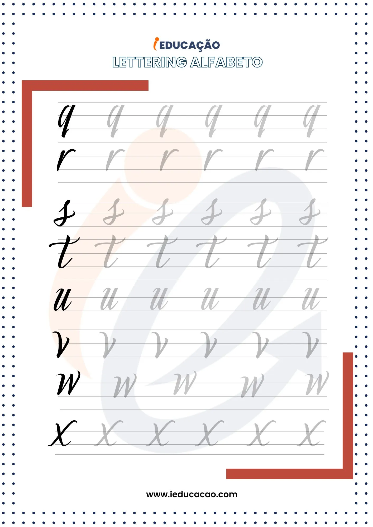 Lettering Alfabeto- Alfabeto para Treinar Lettering do Q ao X